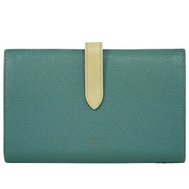 本物 セリーヌ CELINE ラージストラップ 長財布 ロングウォレット レザー ブルー系 財布 ウォレット 中古・