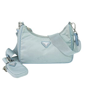 本物 プラダ PRADA Re-Edition 2005 ショルダーバッグ ポシェット ナイロン ライトブルー バッグ 中古・