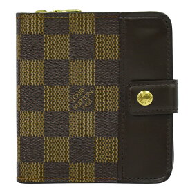 本物 ルイヴィトン LOUIS VUITTON LV コンパクト ジップ ダミエ エベヌ 折財布 ブラウン N61668 ビトン 財布 ウォレット 中古・