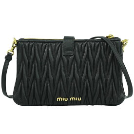 本物 ミュウミュウ MIU MIU マテラッセ 2WAY ショルダーバッグ ポーチ ポシェット レザー ブラック バッグ 中古・