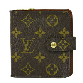 本物 ルイヴィトン LOUIS VUITTON LV コンパクトジップ モノグラム 折財布 ブラウン M61667 ビトン 財布 ウォレット 中古・