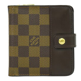 本物 ルイヴィトン LOUIS VUITTON LV コンパクト ジップ ダミエ エベヌ 折財布 ブラウン N61668 ビトン 財布 ウォレット 中古・
