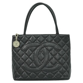 本物 シャネル CHANEL ココマーク 復刻 トートバッグ ハンドバッグ キャビアスキン レザー ブラック Coco Mark バッグ 中古・