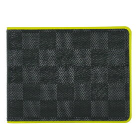 本物 ルイヴィトン LOUIS VUITTON LV ポルトフォイユ ミュルティプル ダミエ グラフィット 折財布 ブラック グレー イエロー N63260 ビトン 財布 ウォレット 中古・