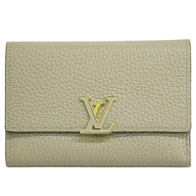 本物 ルイヴィトン LOUIS VUITTON LV ポルトフォイユ カプシーヌ コンパクト トリヨン レザー 折財布 ガレ ベージュ M62159 ビトン 財布 ウォレット 中古・