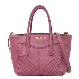 本物 ミュウミュウ MIU MIU レザー 2WAY ショルダーバッグ ハンドバッグ ポシェット ピンク バッグ 中古・