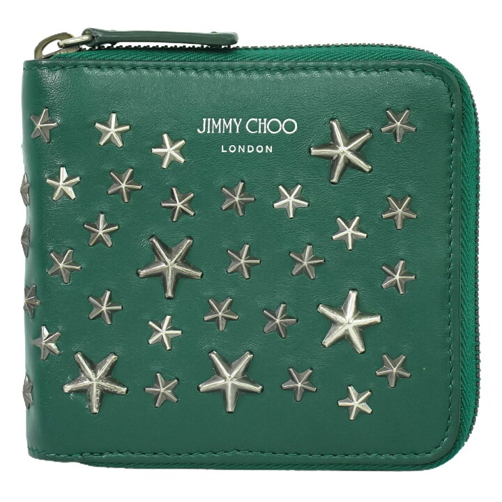 本物 JIMMY CHOO ジミーチュウ 折財布 レザー スタッズ（楽天市場 