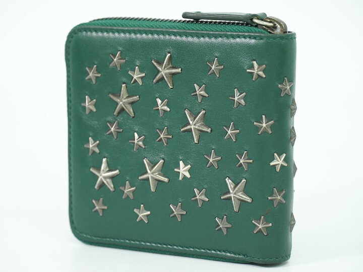 JIMMY CHOO 星型スタッズ 二つ折り財布 カーキ