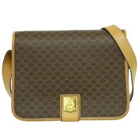 本物 セリーヌ CELINE マカダム ショルダーバッグ ポシェット PVC ブラウン Macadam バッグ 中古・