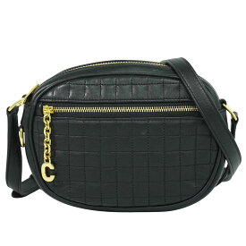 本物 セリーヌ CELINE Cチャーム ショルダーバッグ ポシェット レザー ブラック バッグ 中古・
