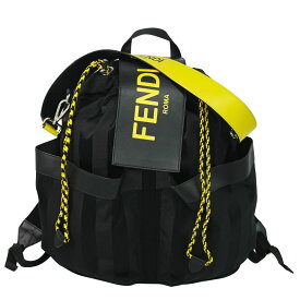 本物 フェンディ FENDI ストライク ペカン 2WAY リュックサック ショルダーバッグ ナイロン レザー ブラック イエロー 7VZ056 バッグ 中古・