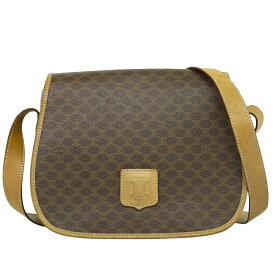 本物 セリーヌ CELINE マカダム ショルダーバッグ ポシェット PVC ブラウン Macadam バッグ 中古・