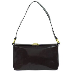 本物 サルヴァトーレ フェラガモ Salvatore Ferragamo ガンチーニ ショルダーバッグ パテント レザー ブラウン Gancini バッグ 中古・