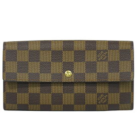 本物 ルイヴィトン LOUIS VUITTON LV ポシェット ポルト モネ クレディ ダミエ エベヌ 長財布 ブラウン N61725 ビトン 財布 ウォレット 中古・