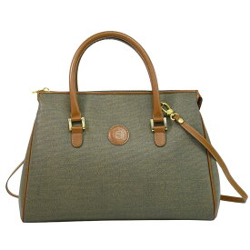 本物 フェンディ FENDI PVC 2WAY ショルダーバッグ ハンドバッグ ポシェット ブラウン バッグ 中古・