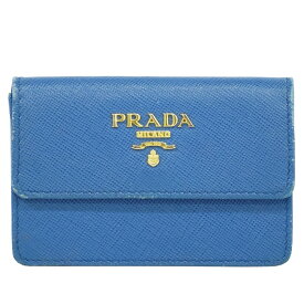 本物 プラダ PRADA SAFIANO サフィアーノ レザー カードケース 名刺入れ ブルー 雑貨小物 中古