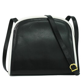 本物 サルヴァトーレ フェラガモ Salvatore Ferragamo レザー ショルダーバッグ ポシェット ブラック ホワイト バッグ 中古