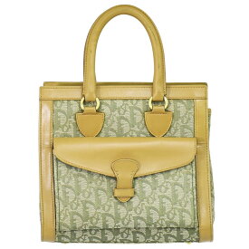 本物 クリスチャン ディオール Christian Dior トロッター ハンドバッグ キャンバス レザー カーキ ベージュ Trotter バッグ 中古・
