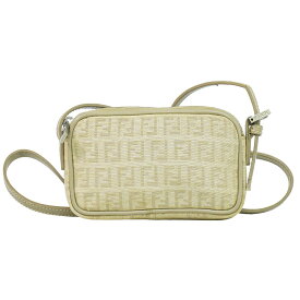 本物 フェンディ FENDI ズッキーノ ショルダーバッグ キャンバス ベージュ 8BT029 Zucchino バッグ 中古・