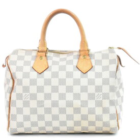 本物 ルイヴィトン LOUIS VUITTON LV スピーディ 25 ダミエ アズール ミニ ボストンバッグ ハンドバッグ ホワイト N41534 Speedy バッグ 中古