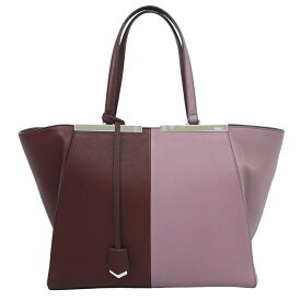 本物 フェンディ FENDI トロワジュール バイカラー トートバッグ ハンドバッグ レザー ボルドー ピンク 8BH272 バッグ 中古・