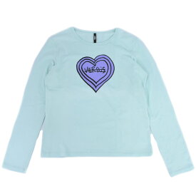 本物 ヴェルサスヴェルサーチ VERSUS VERSACE ハート ロゴ ロング Tシャツ 長袖 トップス コットン ポリウレタン ミントグリーン パープル レディース 衣類 洋服 中古・