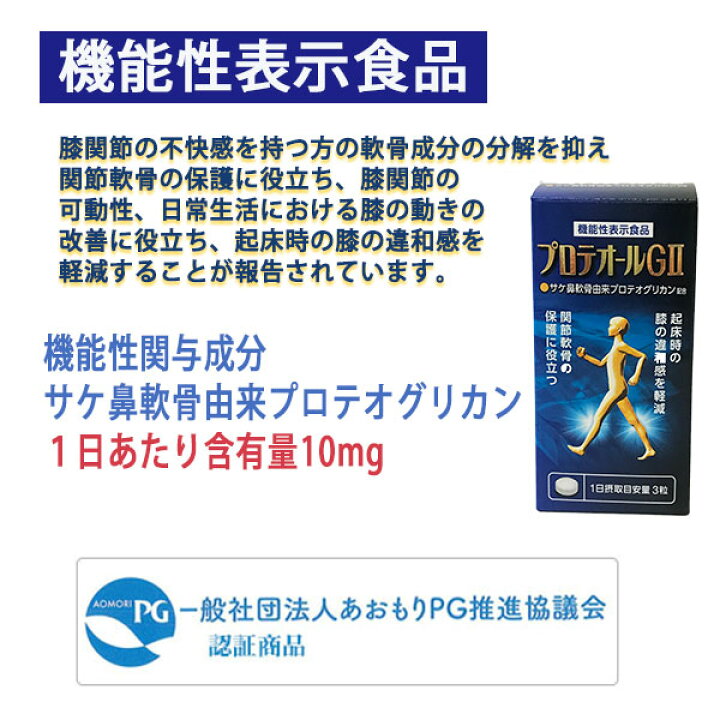 楽天市場】【プロテオールGII 90粒・約30日分】機能性表示食品 プロテオグリカン 青森 あおもりPG サプリ サプリメント GMP認定工場 あす楽 父の日 弘前大学 アストリム 膝関節 可動性サポート ギフト ひざ 健康食品 : プロテオグリカン専門店 ひず屋 楽天市場】【プロテオールGII 90粒・約30日分】機能性表示食品 プロテオグリカン 青森 あおもりPG サプリ サプリメント GMP認定工場 あす楽 父の日 弘前大学 アストリム 膝関節 可動性サポート ギフト ひざ 健康食品 : プロテオグリカン専門店 ひず屋