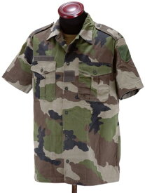 半袖 ミリタリー シャツ メンズ ワークシャツ CCEカモ フランス軍 チャドシャツ USED