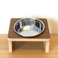 送料無料【猫食器台MDF+Plus(ウォールナット)Sステンレスボウル1個】傾斜肉球デザインペット用品キャットcatねこネコ傾斜高さかわいいおしゃれ餌入れ餌皿フードスタンドフード台エサ台猫エサ台ネコ食器台ねこ食器台
