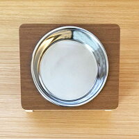 送料無料【猫食器台MDF+Plus(ウォールナット)Sステンレスボウル1個】傾斜肉球デザインペット用品キャットcatねこネコ傾斜高さかわいいおしゃれ餌入れ餌皿フードスタンドフード台エサ台猫エサ台ネコ食器台ねこ食器台