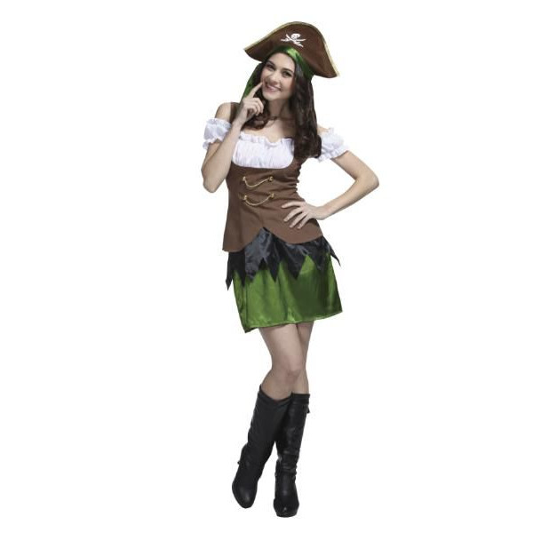とっておきし新春福袋 ブラウン×グリーンの配色がオシャレな女海賊です ブラウンパイレーツ cs1517 ハロウィン ランキング2022 仮装 変装 パーティーグッズ コスチューム