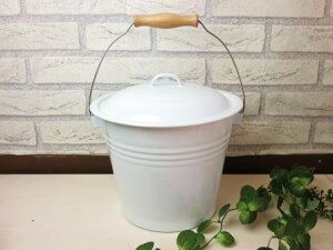 【バケツ(ホワイト)】ホーローバケツ 掃除用具 ゴミ箱や小物入れにも チュラル雑貨  ナチュラルインテリア