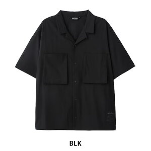 WILDTHINGS ���C���h�V���O�X �I�[�v���J���[�|�P�b�g�V���c OPEN COLLAR POCKET SHIRT mens �����Y summer �� �|���G�X�e�� 92% �|���E���^�� 8% ���b�V�������F�|���G�X�e�� x100% black �� gray �O���[ M L WT2604