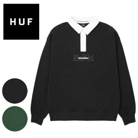 HUF ハフ ポロスウェット (KN80068) WORKMAN LS ZIP POLO トレーナー スウェット 襟付き メンズ [230117]