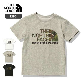 ノースフェイス 半袖 Tシャツ キッズ ジュニア ロゴT 人気 UVケア 速乾 THE NORTH FACE NTJ32359 S/S CAMO LOGO T ショートスリーブカモロゴティー 子供 メール便 (240317)