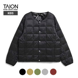 タイオン キッズ インナー ダウンジャケット TAION (Y104) CREW NECK BUTTON DOWN JKT ユース 150-160cm 【YOUTH】 [231027]