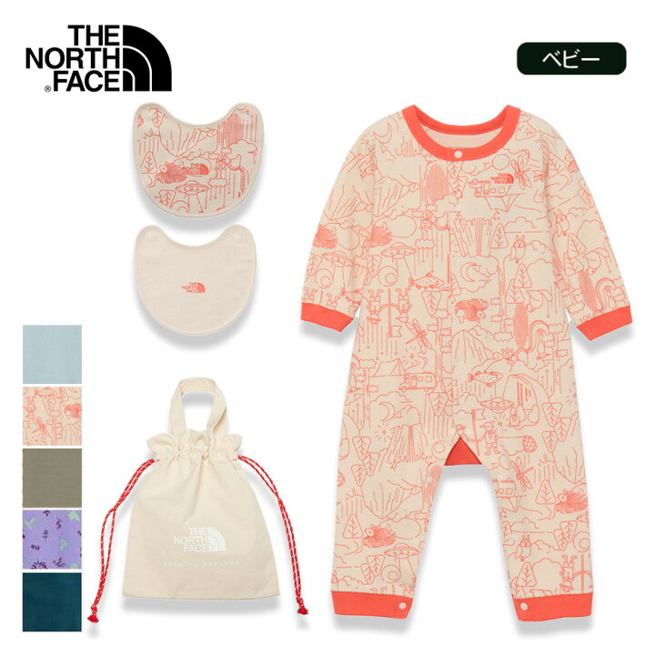 THE NORTH FACE BABY L/S ROMPERS 2P BIB ニュートープ 22FW-I（ザ・ノース・フェイス ベビーロングスリーブ ロンパース&2Pビブ-オリーブ） | atmos（アトモス） 公式オンラインストア THE NORTH FACE   ロンパース+スタイ二枚 ギフトBOX