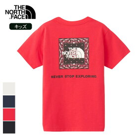 【最大P28倍!!お買い物マラソン!!】ザ・ノース・フェイス THE NORTH FACE NTJ32546 S/S BANDANA SQ T W 160 ショートスリーブバンダナスクェアロゴティー Tシャツ キッズ 半袖 親子 UVカット 親子リンク可 おそろい バンダナ柄 UVカット メール便 子供