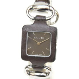 グッチ GUCCI レディースウォッチ 腕時計 クオーツ 革×SSコンビバングル ブラウン盤 【中古】(61898)