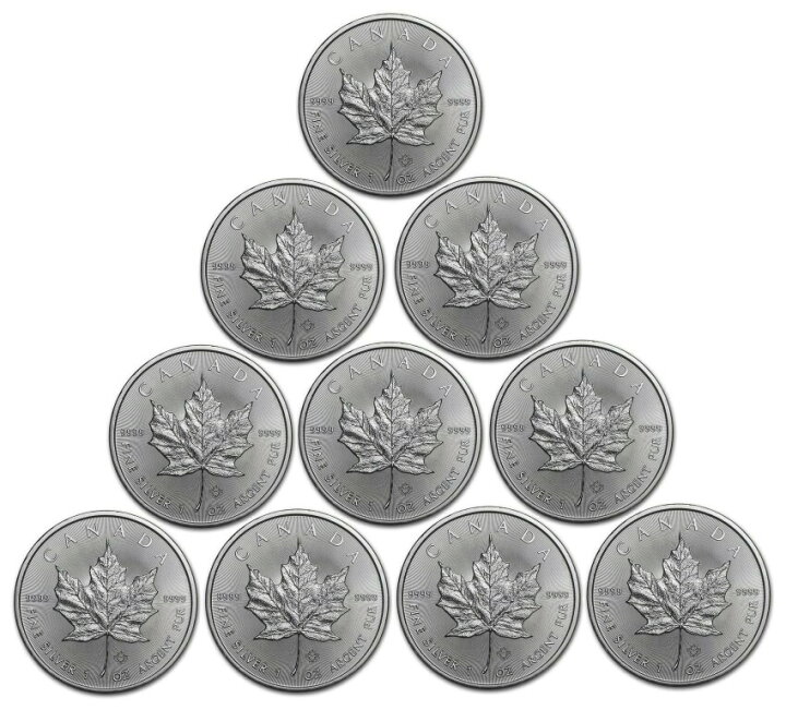 楽天市場】【2021年】メイプルリーフ銀貨 1oz 10枚セット クリアケース 