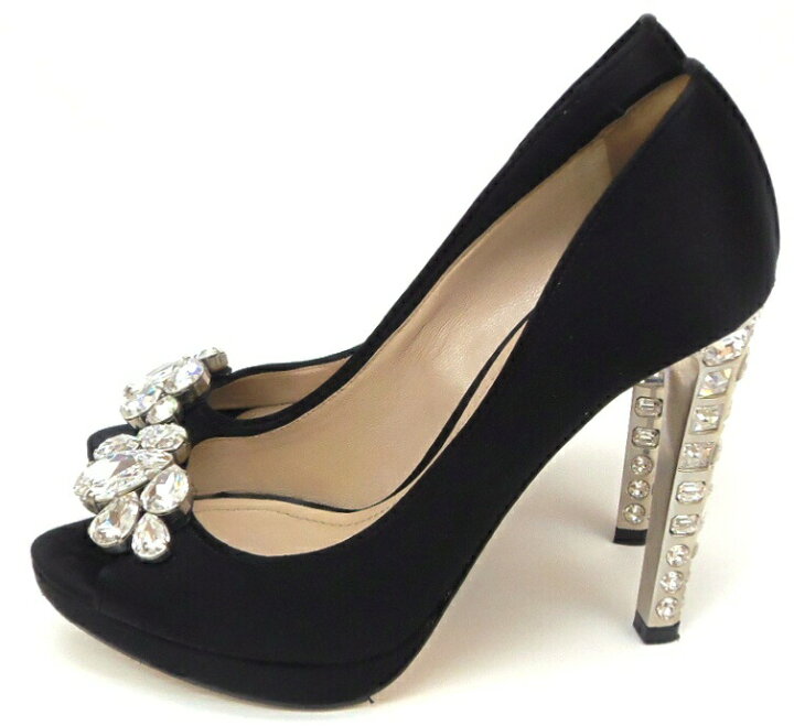 楽天市場】ミュウミュウ miumiu ヒールパンプス オープントゥ ビジュー  