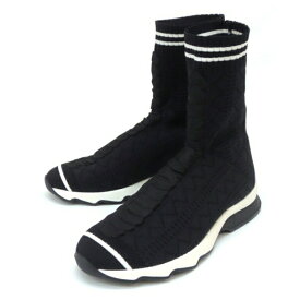 フェンディ FENDI ソックスブーツ ショートブーツ スニーカーブーツ 黒×白 36(60215)