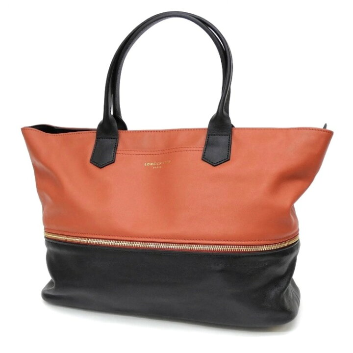 楽天市場】ロンシャン LONGCHAMP トートバッグ バイカラー オレンジ×黒 