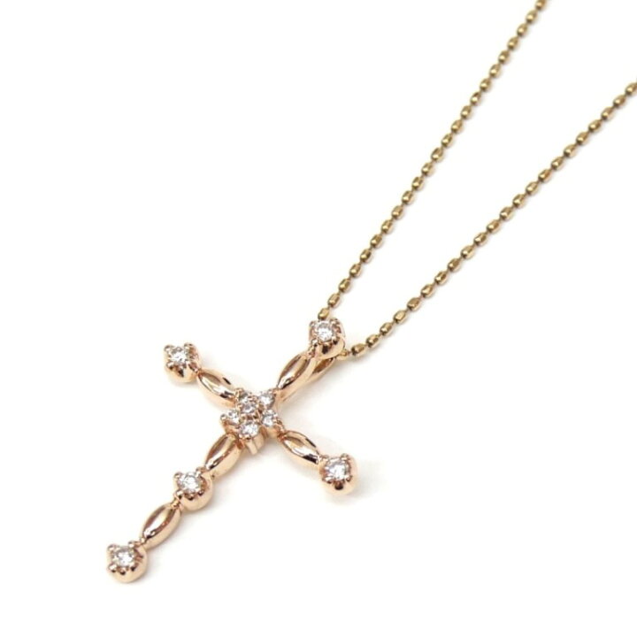 楽天市場】ダイヤモンドクロスモチーフネックレス 0.12ct /ピンク 