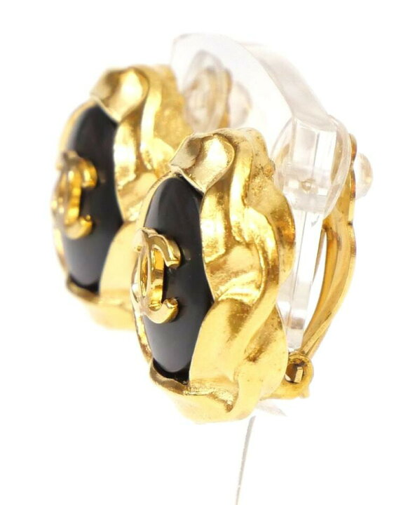 楽天市場】CHANEL ｲﾔﾘﾝｸﾞ ｺｺﾏｰｸ 丸型 96P 黒×ｺﾞｰﾙﾄﾞ 【中古】(63214  