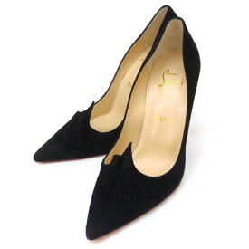 Christian Louboutin フリンジ付きハイヒールパンプス 黒 スエード 38 【中古】(57246)