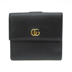 グッチ GUCCI GGマーモント 二つ折り財布 456122 黒 レザー 【中古】(68580)
