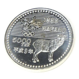 H9 長野オリンピック 記念硬貨 5千円銀貨 アイスホッケー 記念貨幣 【中古】(63517)