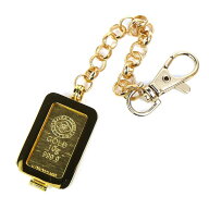井島貴金属精錬 純金インゴット 10g バッグチャーム ゴールドバー ingot 24金 金メッキ枠 【中古】(70180)