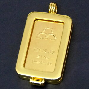 日本マテリアル 24金 インゴット20g ペンダントトップ ペンダント ゴールドバー 金メッキ枠 ゴールド/K24 男女兼用(48090)